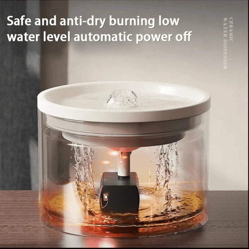 Hugssnpaws Ceramic Cat Water Fountain with flowing stream