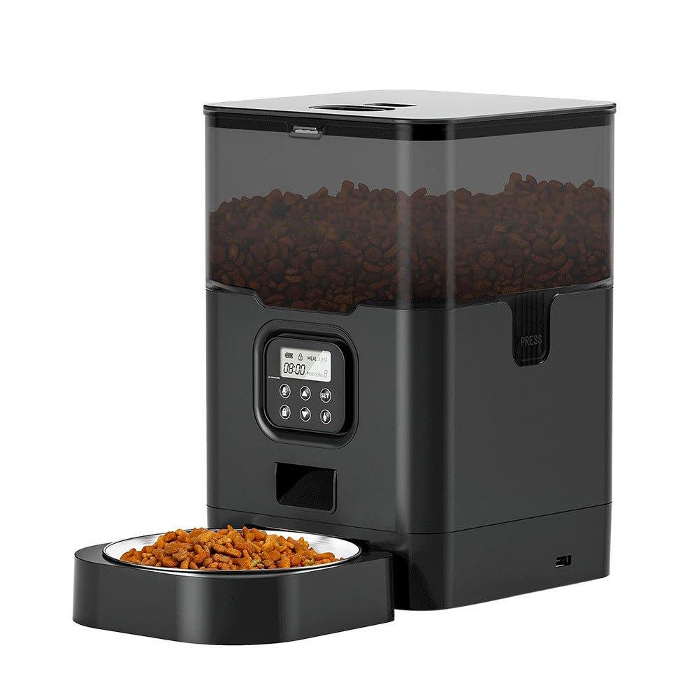 Hugssnpaws Smart Pet Feeder dispensing food for cat